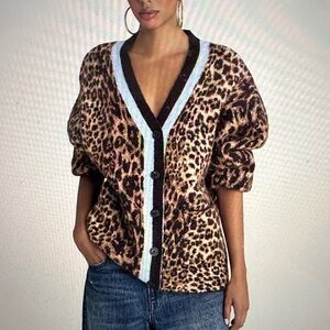 KKB by KAHLANA Slouchy Cardigan - Tan Leopard - Size Medium - BNWT